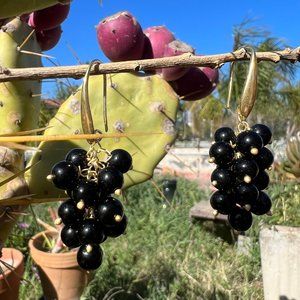 Cluster earrings with semiprecious stones mounted